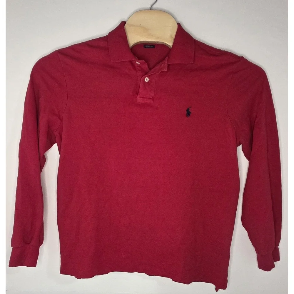 Polo Ralph‎ Lauren Mens Size M Red Long Sleeve Polo Shirt